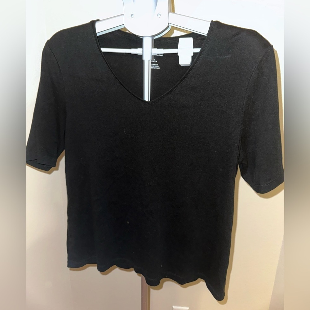 Chico's Black Fitted Short Sleeve T-Shirt